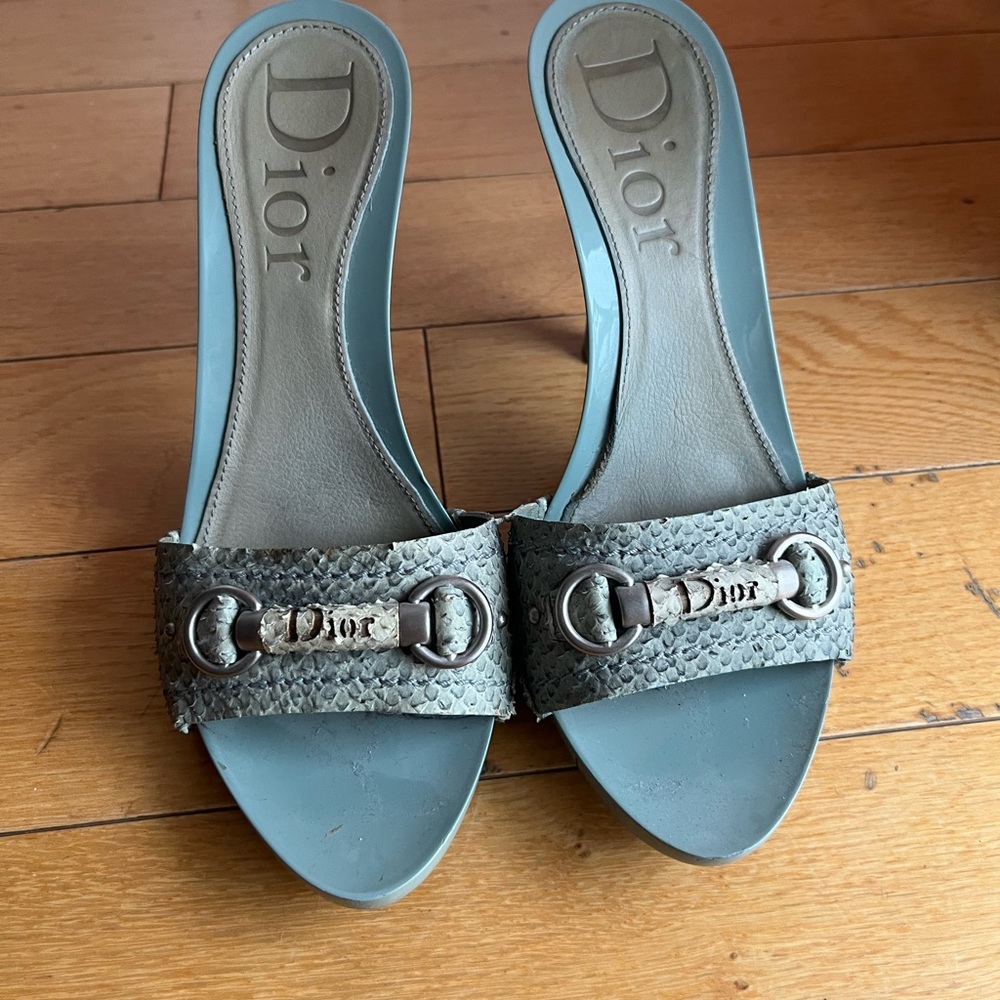 vintage john galliano christian dior blue snakeskin heels.